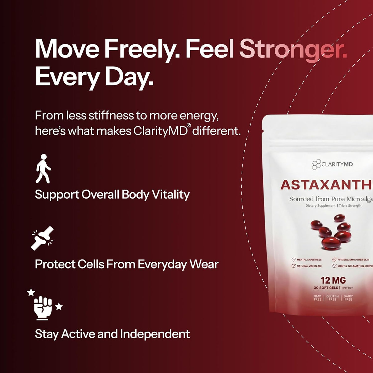 Astaxanthin 12mg Antioxidants Supplement – Natural Microalgae Source – Lipid-Based Softgel for Enhanced Absorption – Cognitive, Vision & Joint Support – 30 Softgels (Pack of 1)